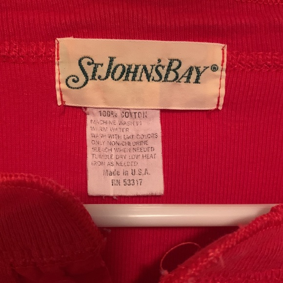 Men’s St. John’s Bay 100% Cotton Red Henley in Regular Size XL (46-48) - Picture 6 of 9